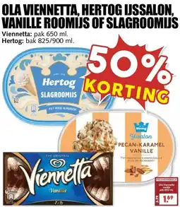 MCD Supermarkt OLA VIENNETTA, HERTOG IJSSALON. VANILLE ROOMIJS OF SLAGROOMIJS aanbieding