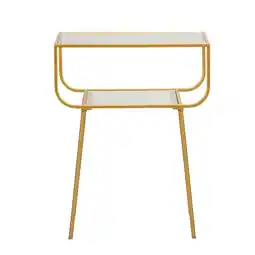 Leen Bakker Bijzettafel Mindy - glas/goud - 48x33x61 cm aanbieding