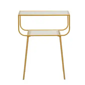 Leen Bakker Bijzettafel Mindy - glas/goud - 48x33x61 cm aanbieding