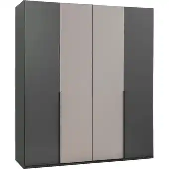 Leen Bakker Kledingkast Milaan 4-deurs - grafiet/kiezel - 208x180x58 cm aanbieding
