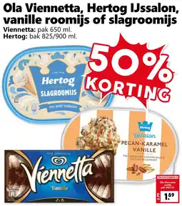 CoopCompact Ola Viennetta, Hertog IJssalon vanille roomijs of slagroomijs aanbieding