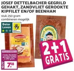 Coop JOSEF DETTELBACHER GEGRILD GEHAKT, ZANDVLIET GEROOKTE KIPFILET EN/OF BEENHAM aanbieding