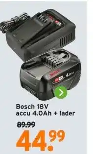 GAMMA Bosch 18V accu 4.0Ah + lader aanbieding