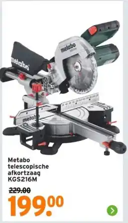 GAMMA Metabo telescopische afkortzaag KGS216M aanbieding