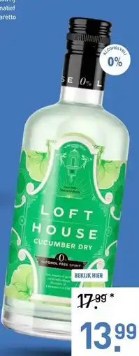 Gall & Gall Loft House Gin Cucumber Dry Alcoholvrij 70CL aanbieding