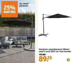 GAMMA Handson zweefparasol Miami zwart rond met hendel aanbieding