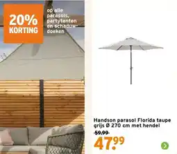 GAMMA Handson parasol Florida taupe grijs met hendel aanbieding