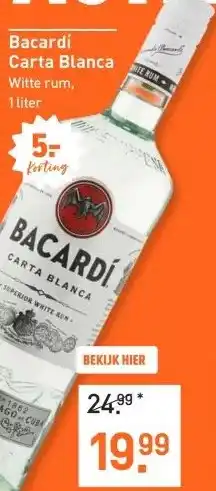 Gall & Gall Bacardí Carta Blanca 100CL aanbieding