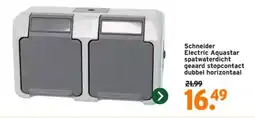 GAMMA Schneider Electric Aquastar spatwaterdicht geaard stopcontact dubbel horizontaal aanbieding
