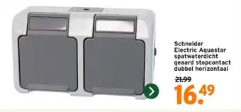 GAMMA Schneider Electric Aquastar spatwaterdicht geaard stopcontact dubbel horizontaal aanbieding