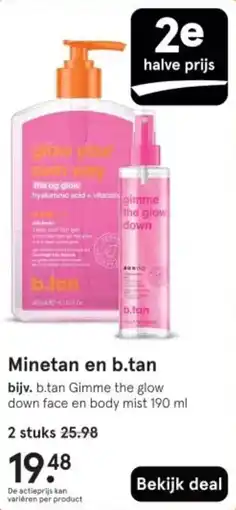 Etos Minetan en b.tan aanbieding