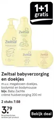 Etos Zwitsal babyverzorging en doekjes aanbieding