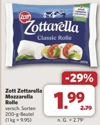 Combi Zott Zottarella Mozzarella Rolle aanbieding