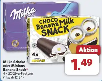 Combi Milka Schoko oder Minions Banana Snack aanbieding