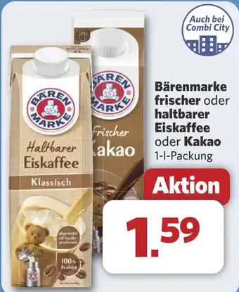 Combi Bärenmarke frischer oder haltbarer Eiskaffee oder Kakao aanbieding