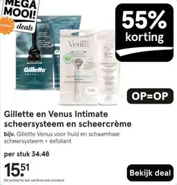 Etos Gillette en Venus Intimate scheersysteem en scheercrème aanbieding