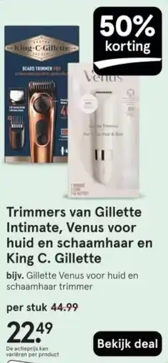 Etos Trimmers van Gillette Intimate, Venus voor huid en schaamhaar en King C. Gillette aanbieding