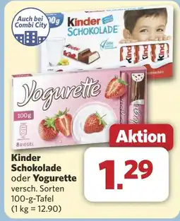 Combi BRIEGEL Kinder Schokolade oder Yogurette aanbieding