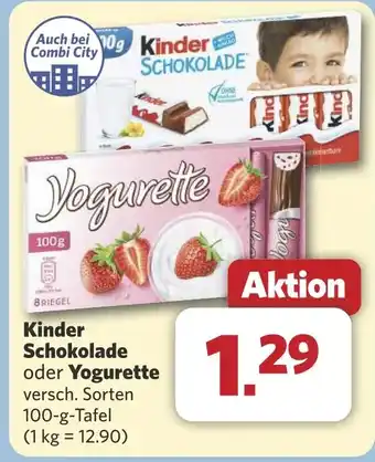 Combi BRIEGEL Kinder Schokolade oder Yogurette aanbieding