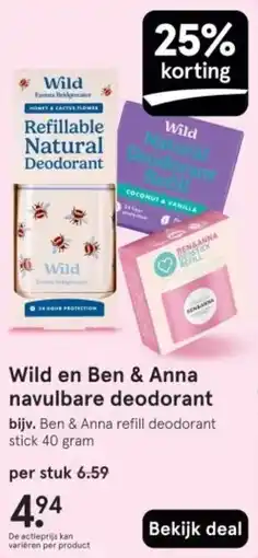 Etos Wild en Ben & Anna navulbare deodorant aanbieding
