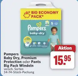 Combi Pampers Baby Dry, Premium Protection oder Pants Big Pack Windeln aanbieding