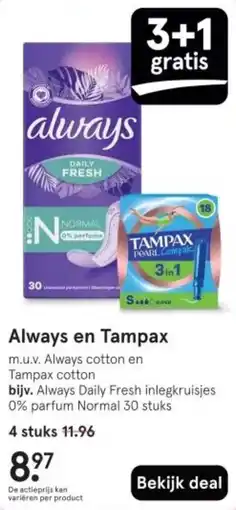 Etos Always en Tampax aanbieding