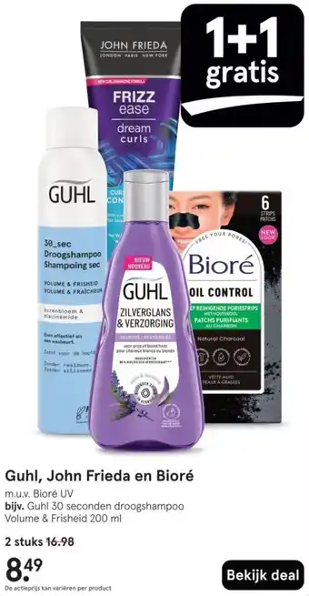 Etos Guhl, John Frieda en Bioré aanbieding