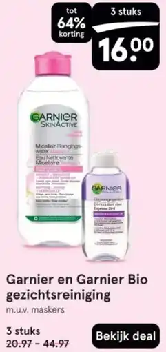 Etos Garnier en Garnier Bio gezichtsreiniging aanbieding