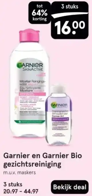 Etos Garnier en Garnier Bio gezichtsreiniging aanbieding