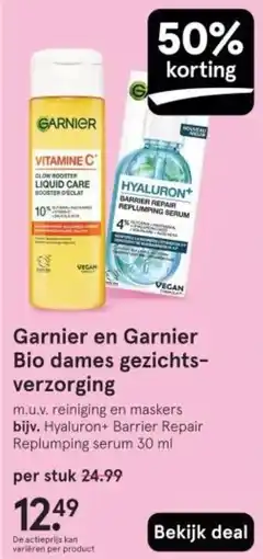 Etos Garnier en Garnier Bio dames gezichtsverzorging aanbieding
