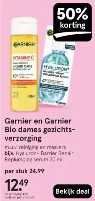 Etos Garnier en Garnier Bio dames gezichtsverzorging aanbieding