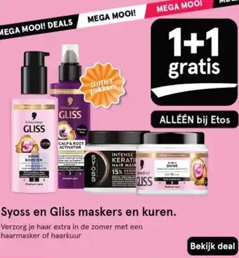 Etos Syoss en Gliss maskers en kuren. aanbieding
