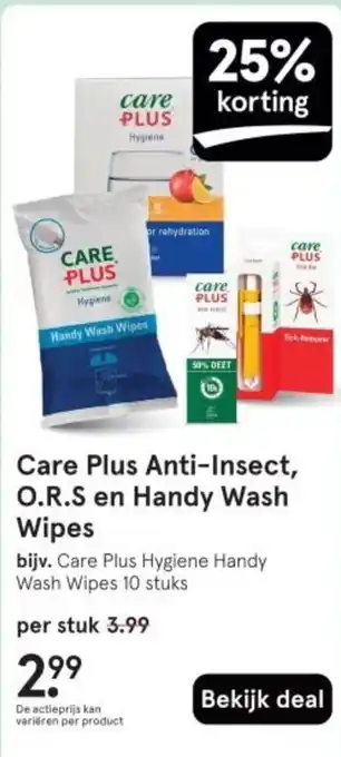 Etos Care Plus Anti-Insect, O.R.S en Handy Wash Wipes aanbieding