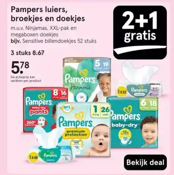 Etos Pampers luiers, broekjes en doekjes aanbieding