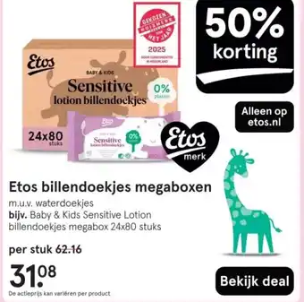 Etos Etos billendoekjes megaboxen aanbieding