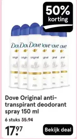Etos Dove Original anti- transpirant deodorant spray aanbieding