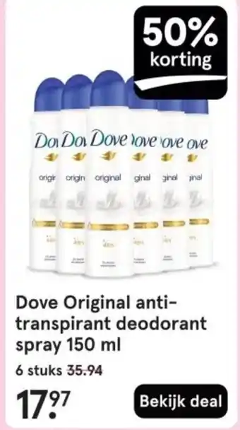 Etos Dove Original anti- transpirant deodorant spray aanbieding