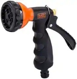 Amazon Black+Decker Tuinspuit met tuinslang koppelingen - 7 waterstanden - metaal - zwart/oranje aanbieding