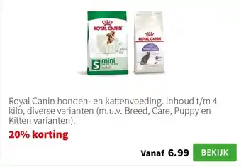 Intratuin Royal Canin honden en kattenvoeding aanbieding