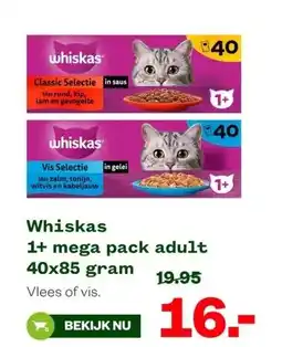 Welkoop Whiskas 1+ mega pack adult 40x85 gram aanbieding