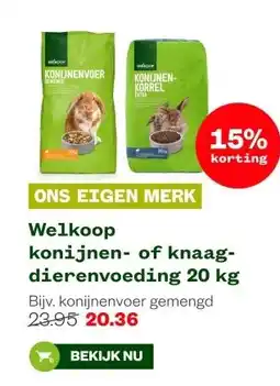 Welkoop Welkoop konijnen- of knaag- dierenvoeding 20 kg aanbieding