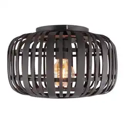 Praxis Brilliant plafondlamp Woodrow zwart hout ⌀32cm E27 aanbieding
