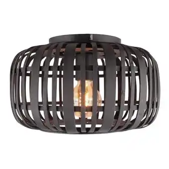 Praxis Brilliant plafondlamp Woodrow zwart hout ⌀32cm E27 aanbieding