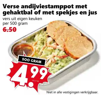 Coop Verse andijviestamppot met gehaktbal of met spekjes en jus aanbieding