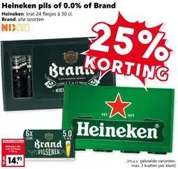 Coop Heineken pils of 0.0% of Brand aanbieding