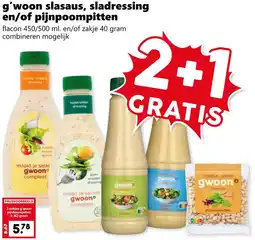 Coop g'woon slasaus, sladressing en/of pijnpoompitten aanbieding