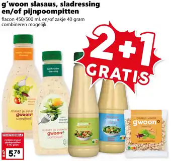 Coop g'woon slasaus, sladressing en/of pijnpoompitten aanbieding