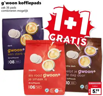 Coop g'woon koffiepads aanbieding