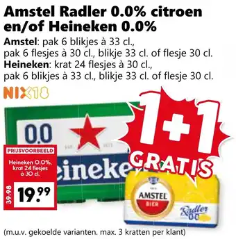 Coop Amstel Radler 0.0% citroen en/of Heineken 0.0% aanbieding