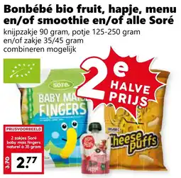 Coop Bonbébé bio fruit, hapje, menu en/of smoothie en/of alle Soré aanbieding